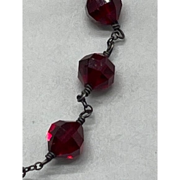 Costume Jewelry Pin brooch red stones bracelet set in metal 1 1/2" long READ - Picture 5 of 7